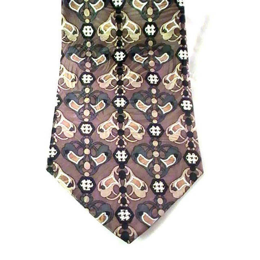 Valentino Giovanni Men's Silk Necktie Brown Green Beige Floral‎ Tie Italy